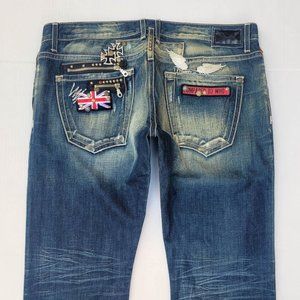 New Men's ROBIN'S JEAN sz 42 Straight Jeans British Flag